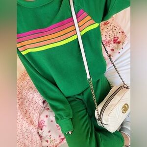 Aviator Nation x Revolve 5 Stripe Crew Sweatshirt and 5 Stripe Sweatpants Set